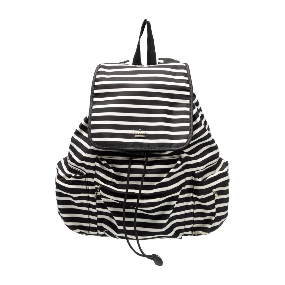 Kate Spade New York Classic Back Pack Black White Stripe Full Size